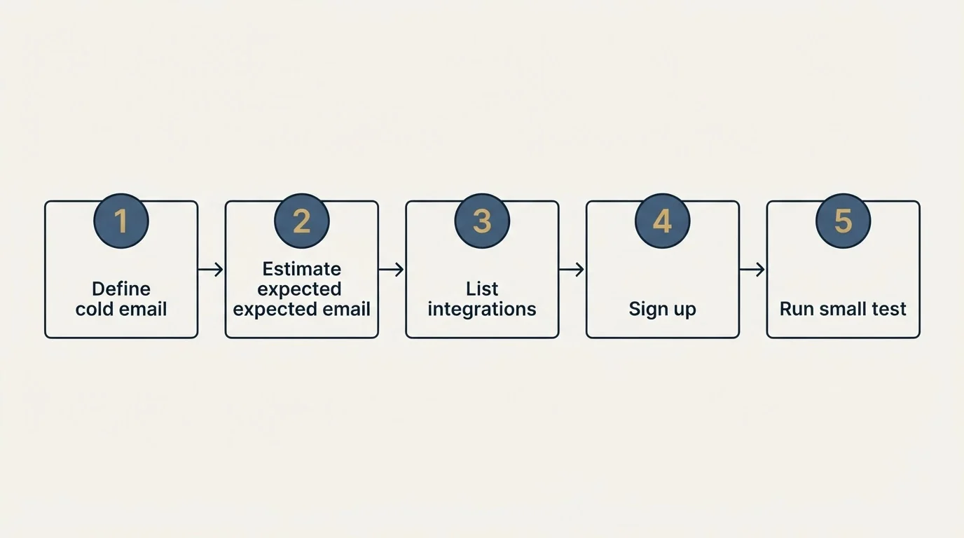 Step sequence: Getting Started Checklist (Define cold email, Estimate expected email, List integrations, Sign up)