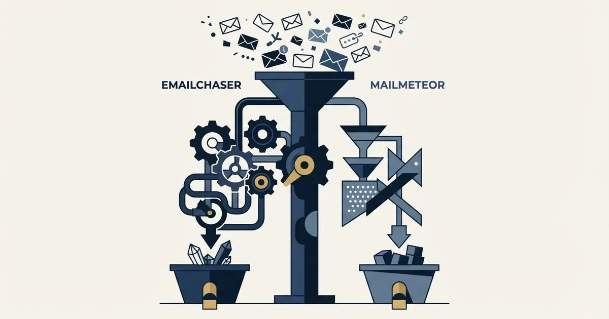 Editorial illustration for Emailchaser vs Mailmeteor