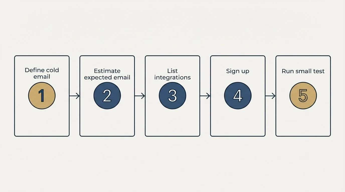 Step sequence: Getting Started Checklist (Define cold email, Estimate expected email, List integrations, Sign up)