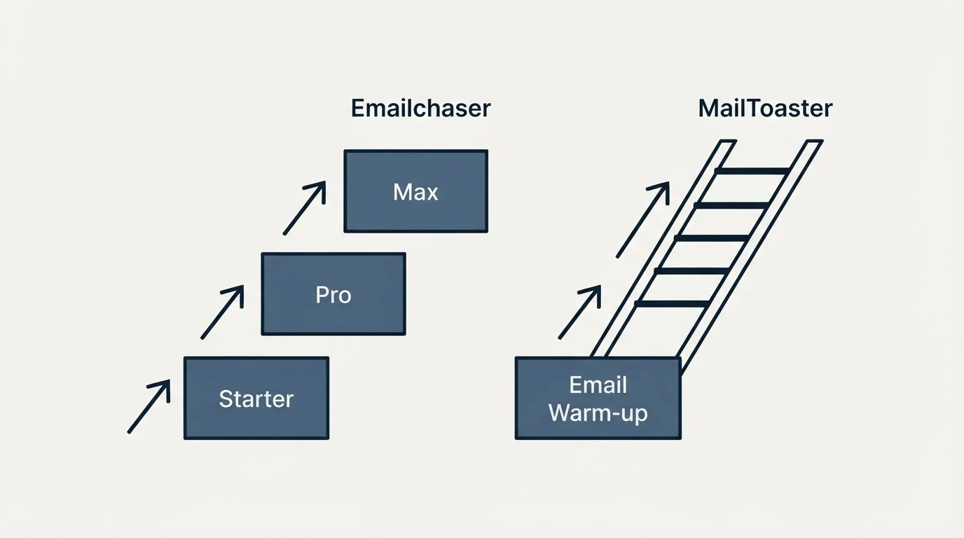 Pricing ladder: Pricing Comparison (Emailchaser, MailToaster, Starter, Email Warm-up)