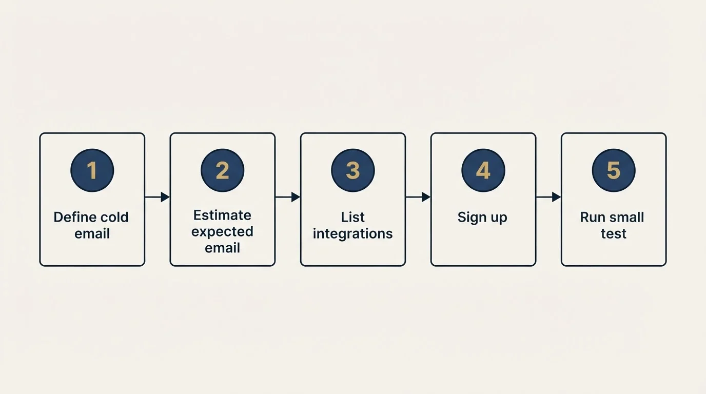 Step sequence: Getting Started Checklist (Define cold email, Estimate expected email, List integrations, Sign up)