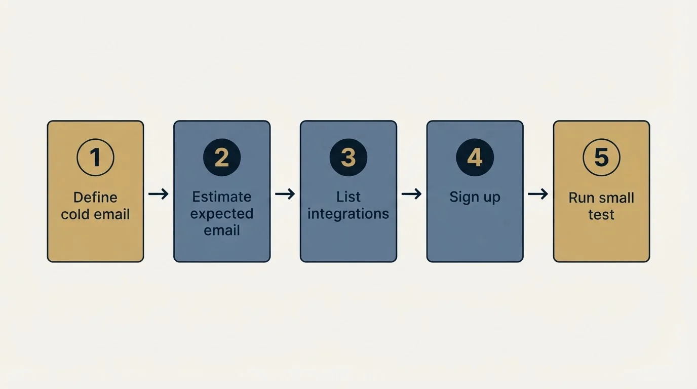 Step sequence: Getting Started Checklist (Define cold email, Estimate expected email, List integrations, Sign up)