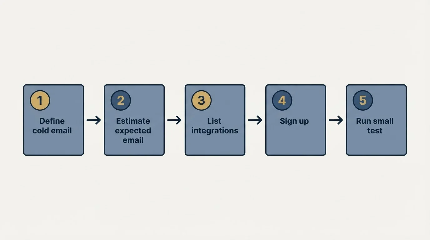 Step sequence: Getting Started Checklist (Define cold email, Estimate expected email, List integrations, Sign up)