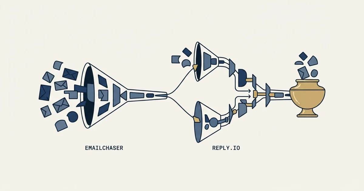 Editorial illustration for Emailchaser vs Reply.io