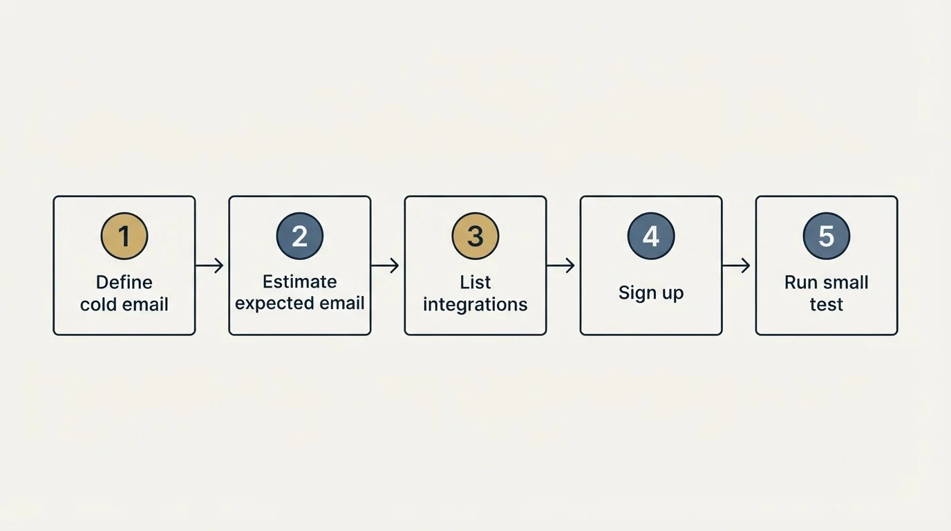 Step sequence: Getting Started Checklist (Define cold email, Estimate expected email, List integrations, Sign up)