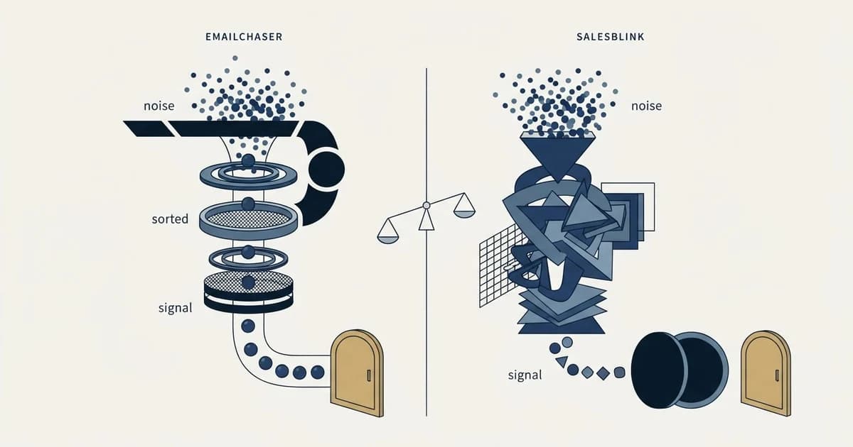 Editorial illustration for Emailchaser vs SalesBlink