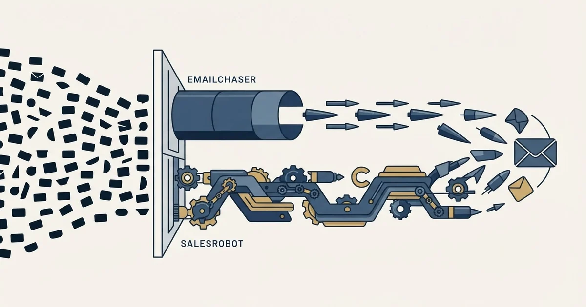 Editorial illustration for Emailchaser vs SalesRobot