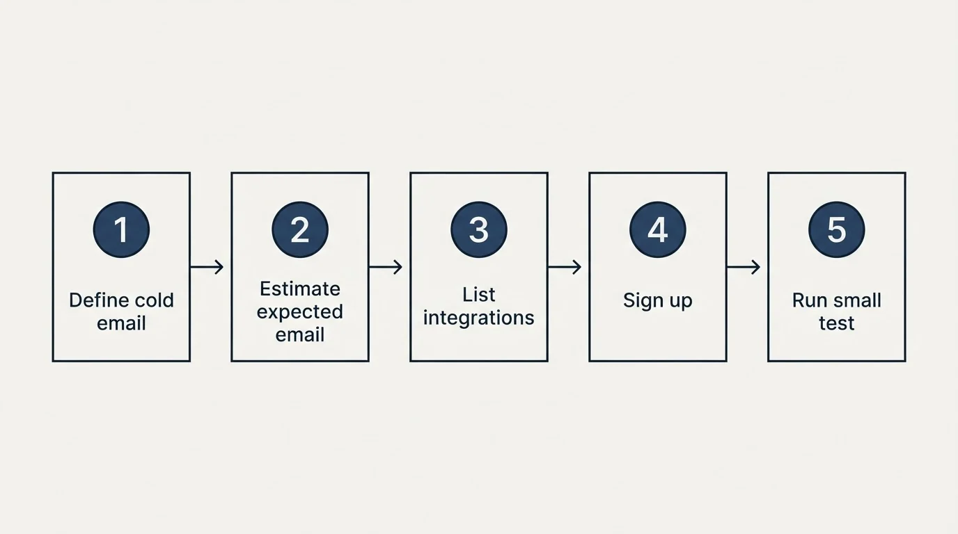 Step sequence: Getting Started Checklist (Define cold email, Estimate expected email, List integrations, Sign up)