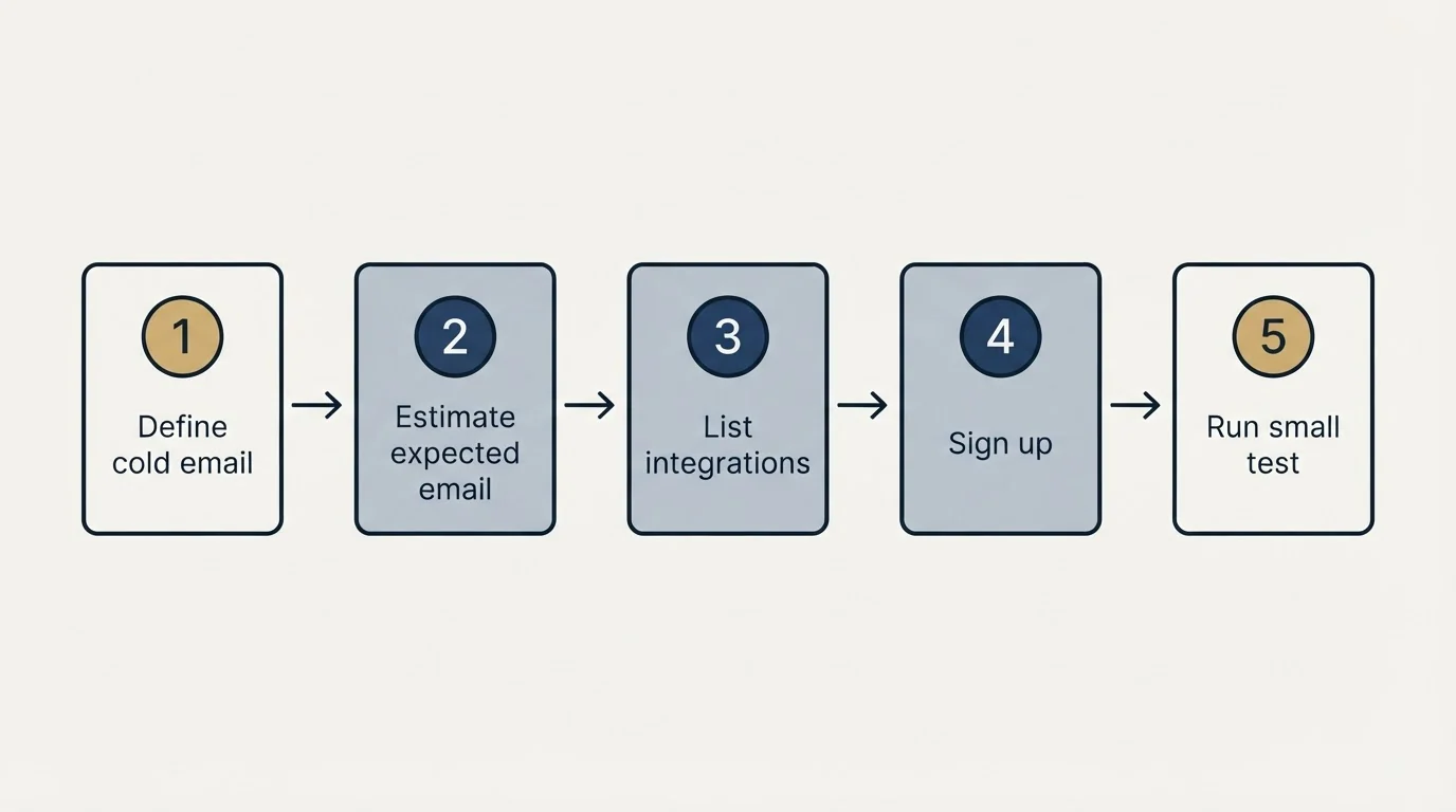 Step sequence: Getting Started Checklist (Define cold email, Estimate expected email, List integrations, Sign up)