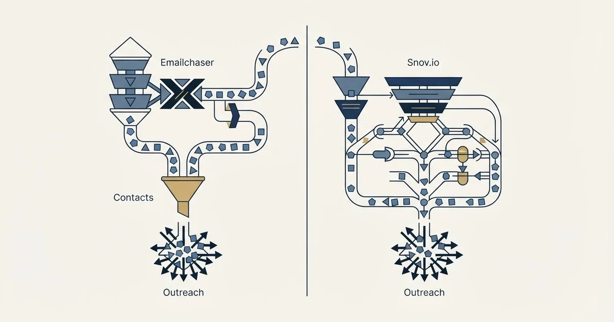 Editorial illustration for Emailchaser vs Snov.io
