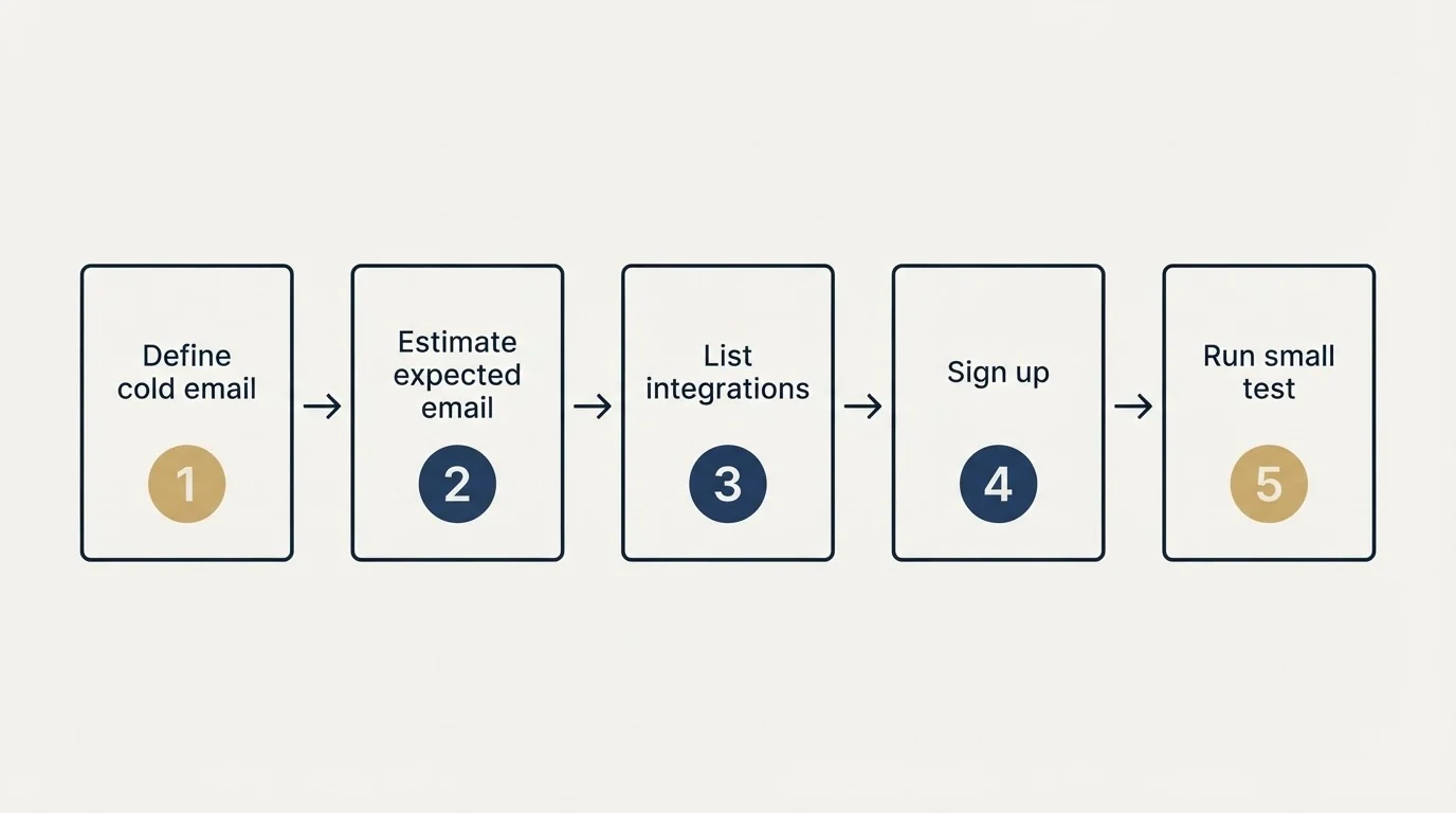 Step sequence: Getting Started Checklist (Define cold email, Estimate expected email, List integrations, Sign up)