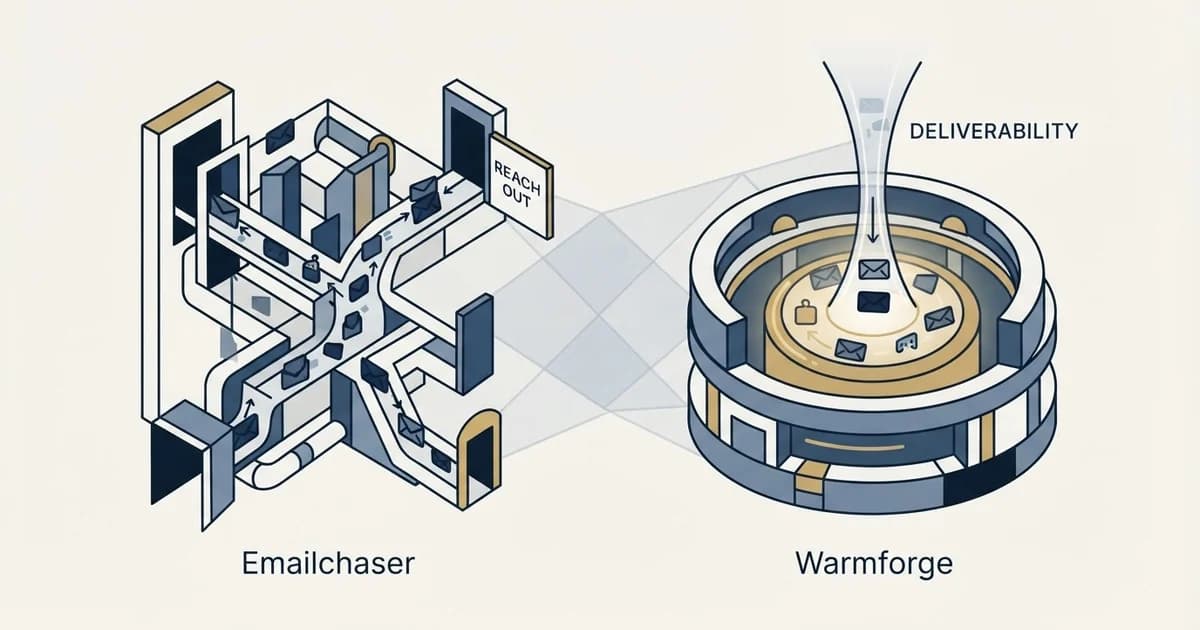 Editorial illustration for Emailchaser vs Warmforge