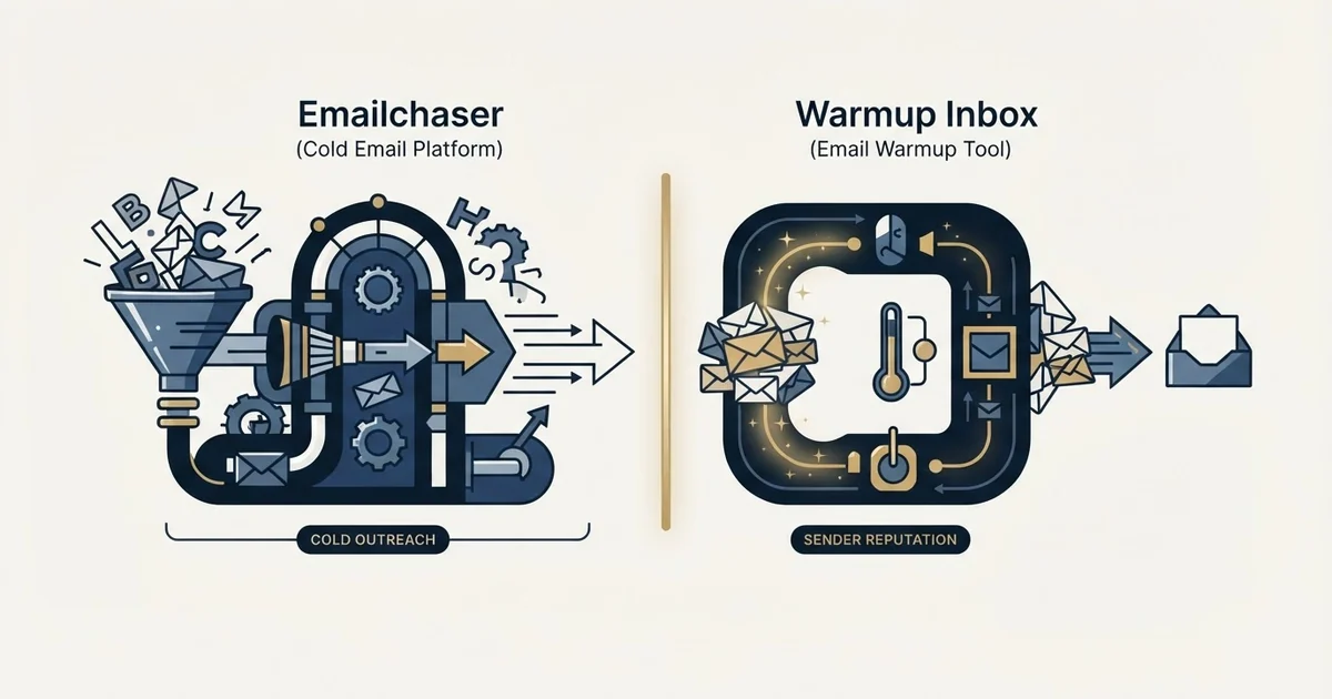 Editorial illustration for Emailchaser vs Warmup Inbox