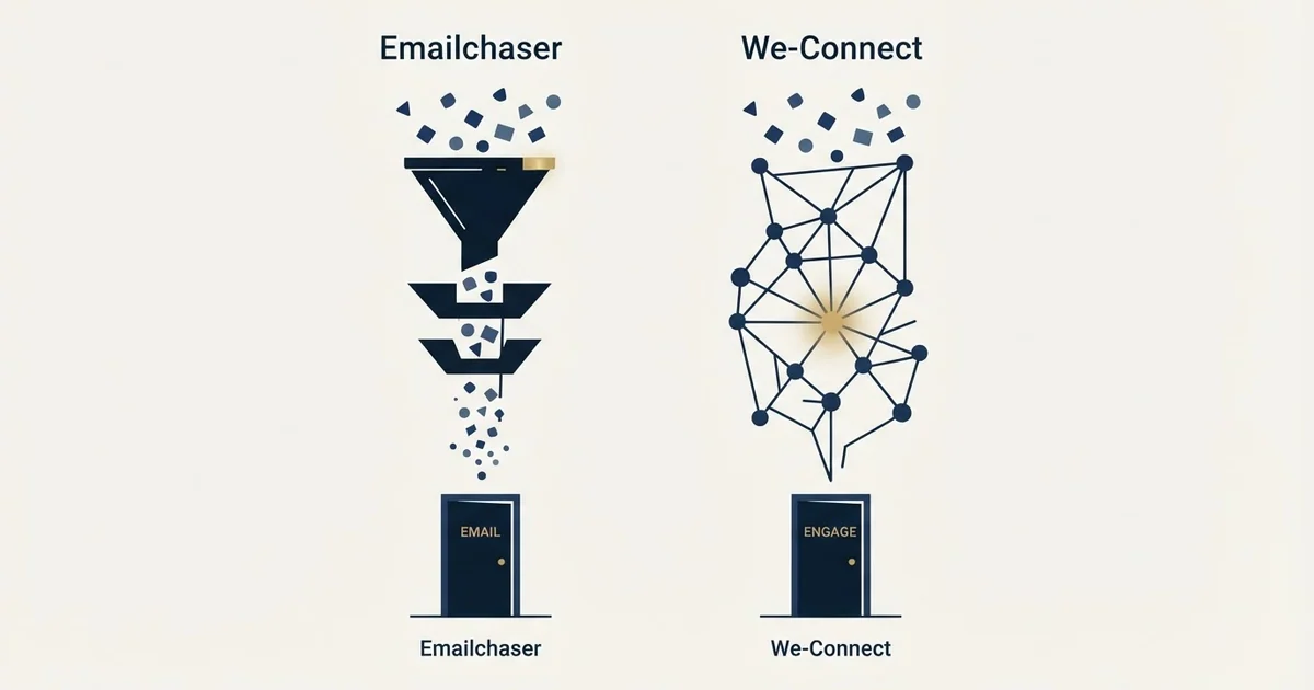 Editorial illustration for Emailchaser vs We-Connect