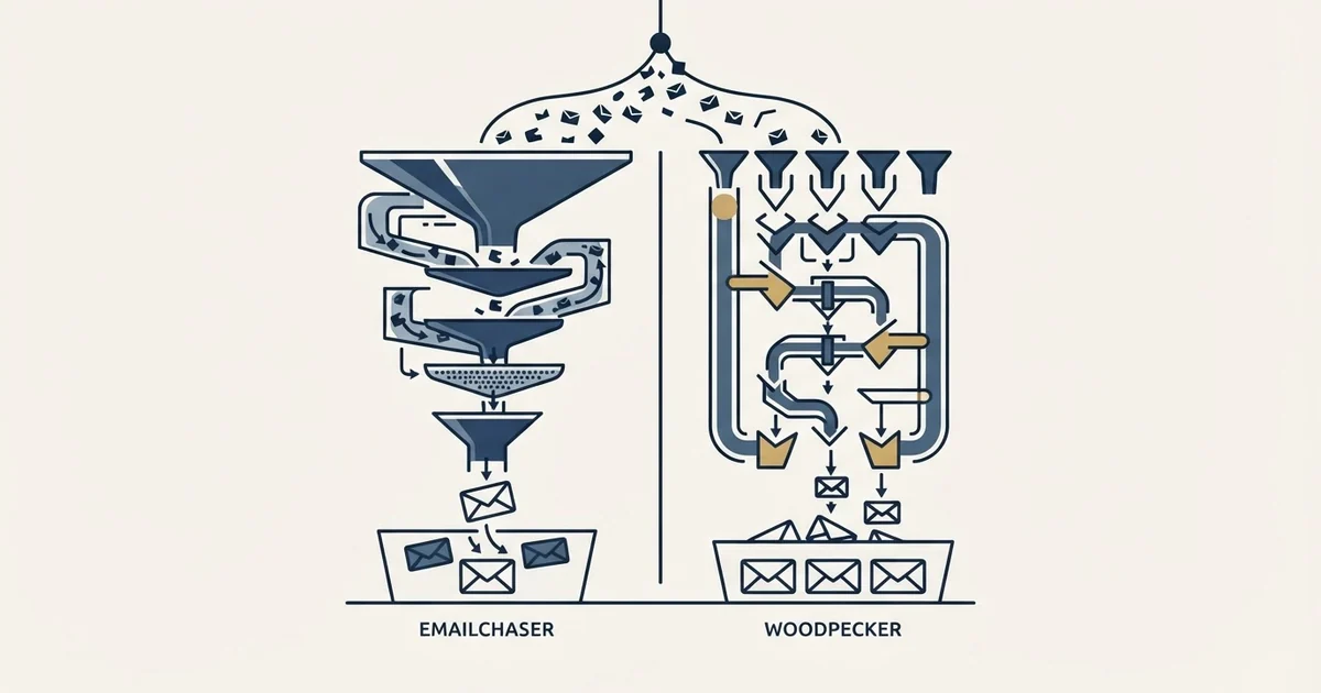 Editorial illustration for Emailchaser vs Woodpecker