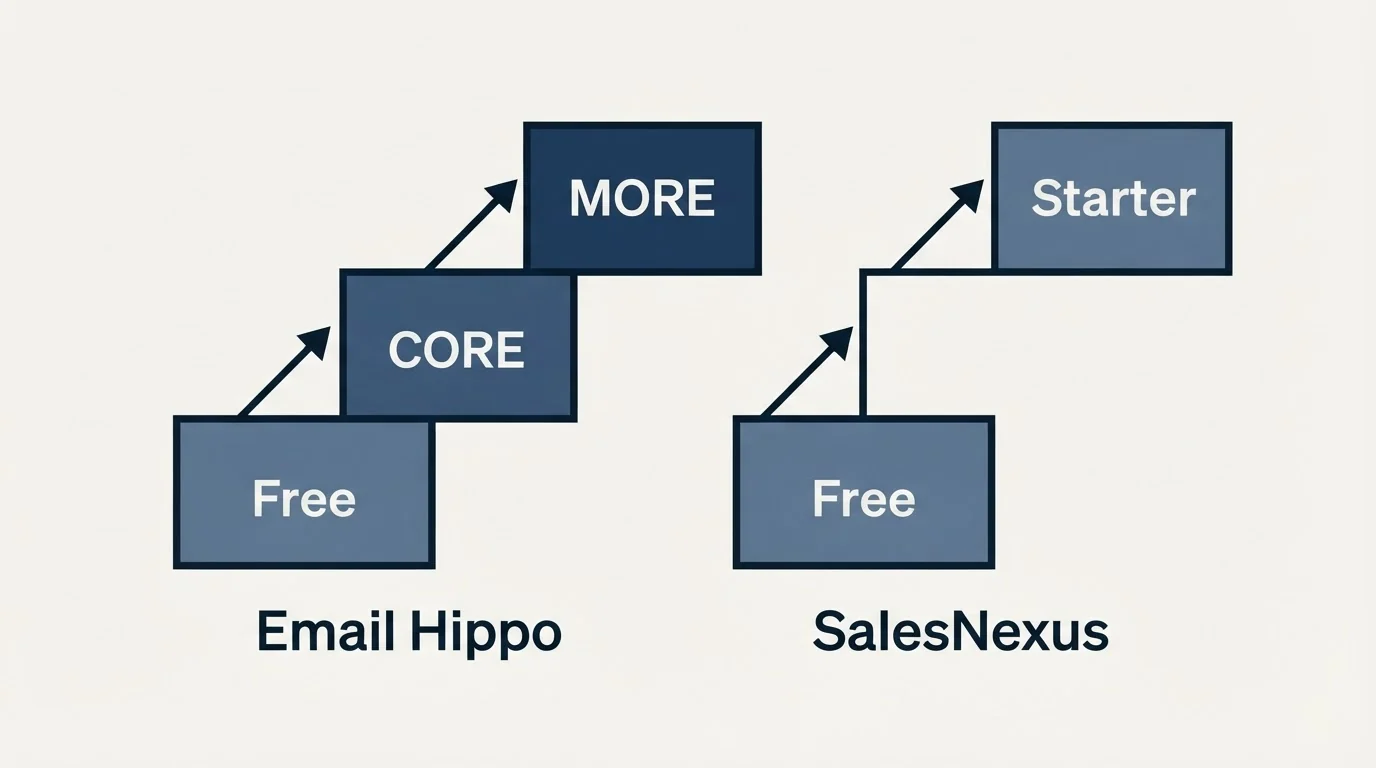 Pricing ladder: Pricing Comparison (Email Hippo, SalesNexus, Free, CORE)