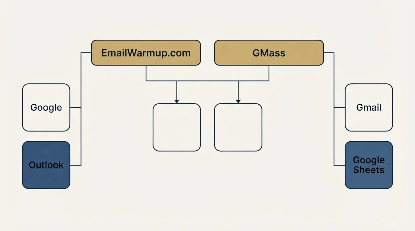 Integration grid: Integration Ecosystem (EmailWarmup.com, GMass, Google, Gmail)