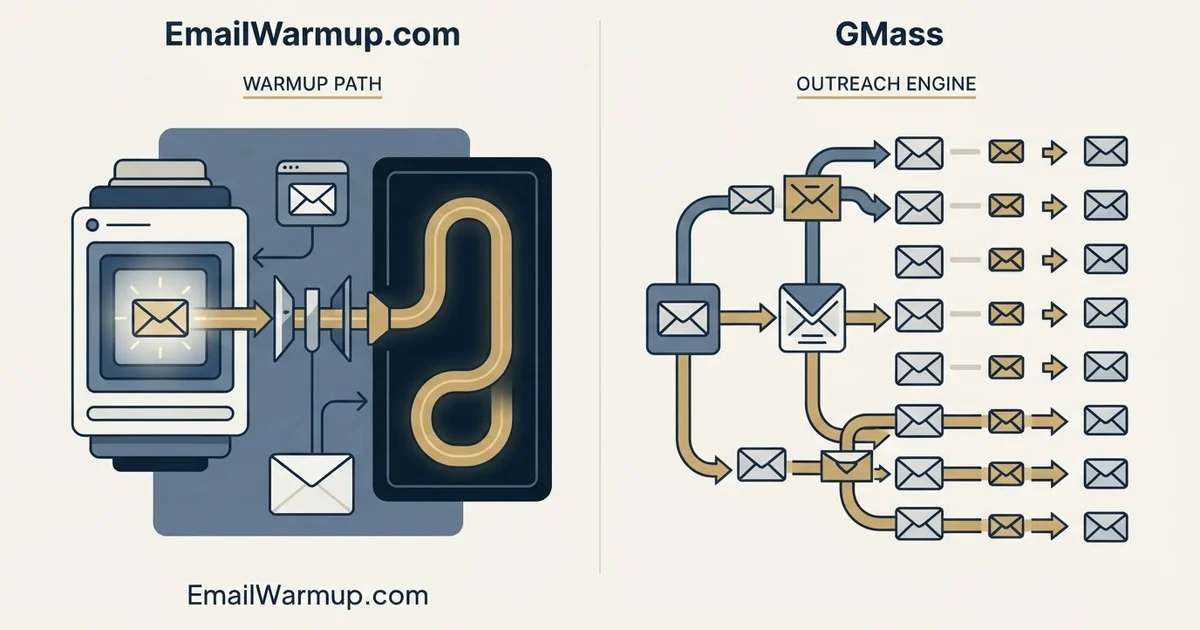 Editorial illustration for EmailWarmup.com vs GMass