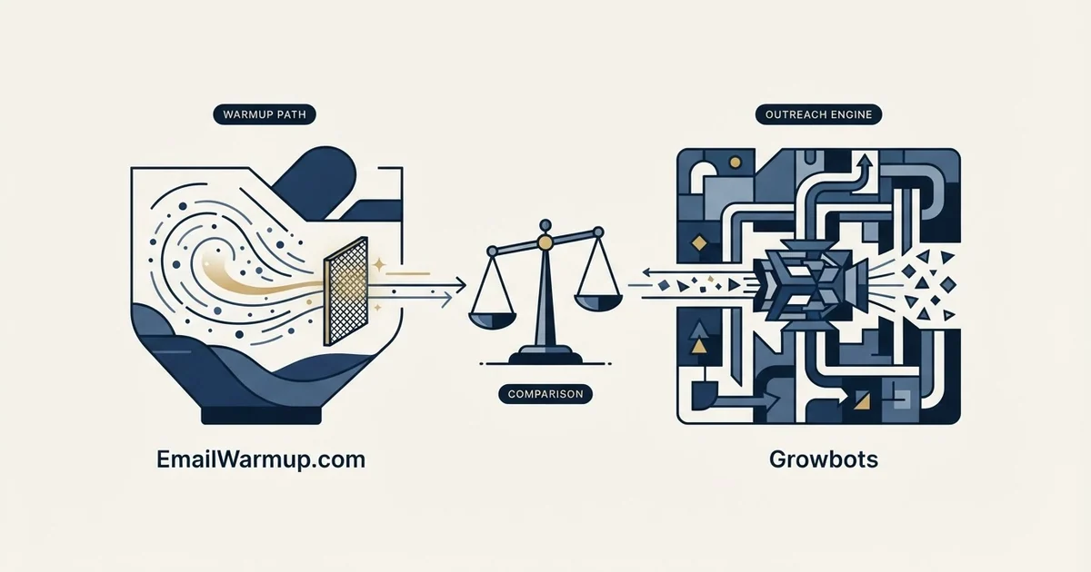 Editorial illustration for EmailWarmup.com vs Growbots