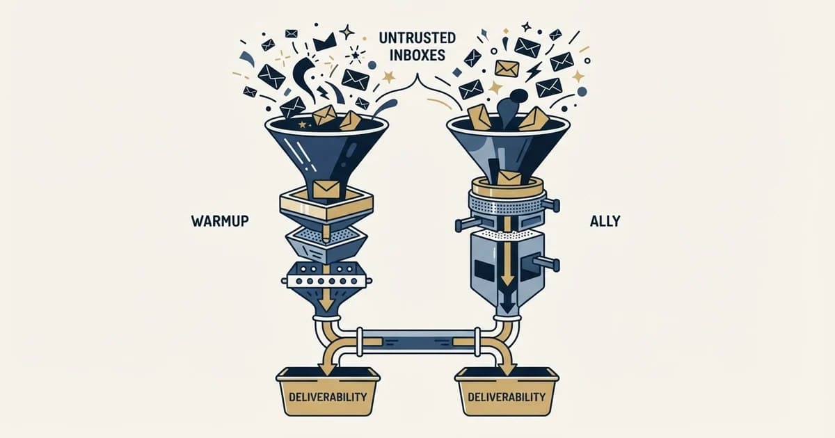 Editorial illustration for EmailWarmup.com vs InboxAlly