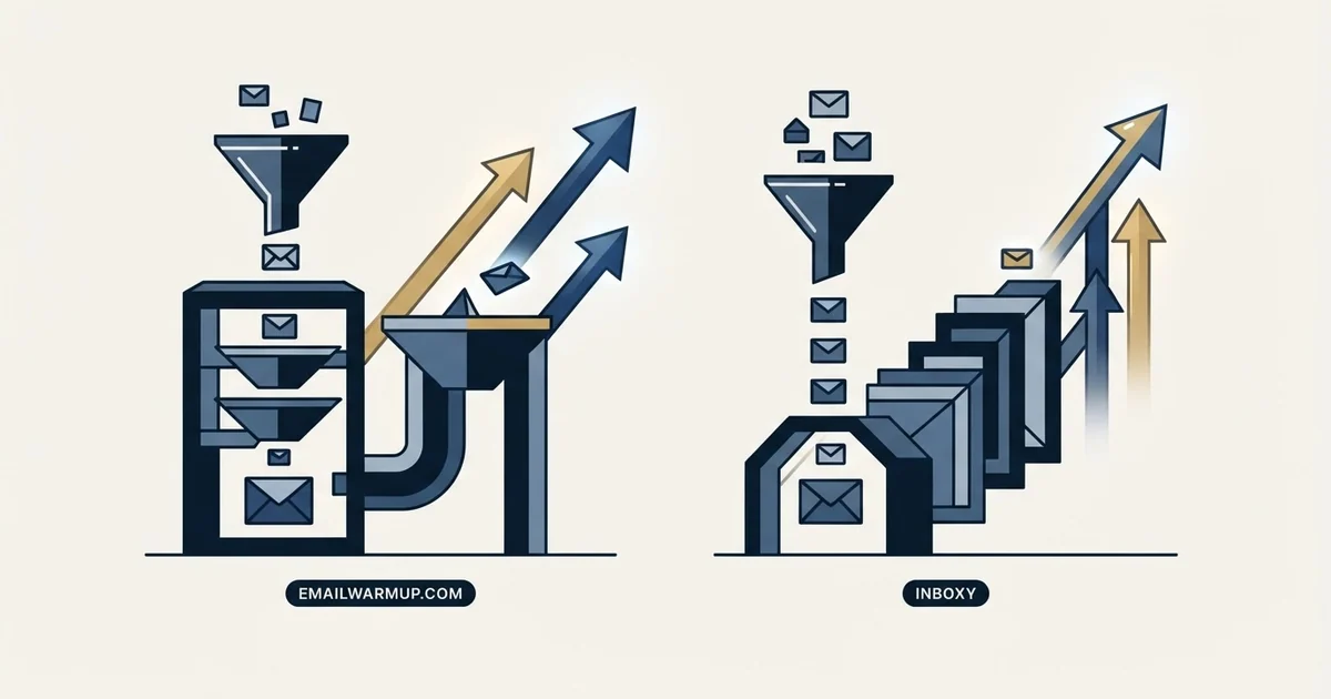Editorial illustration for EmailWarmup.com vs Inboxy