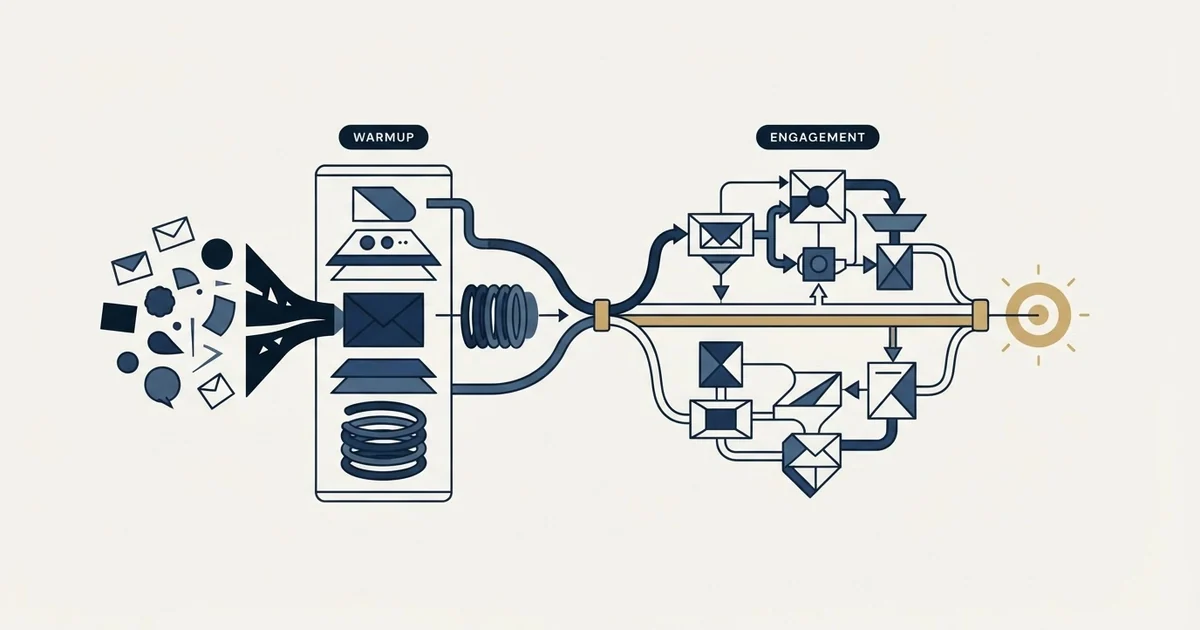 Editorial illustration for EmailWarmup.com vs Instantly