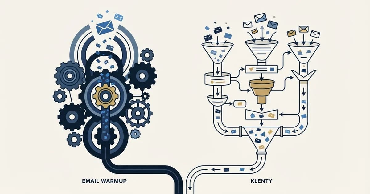Editorial illustration for EmailWarmup.com vs Klenty