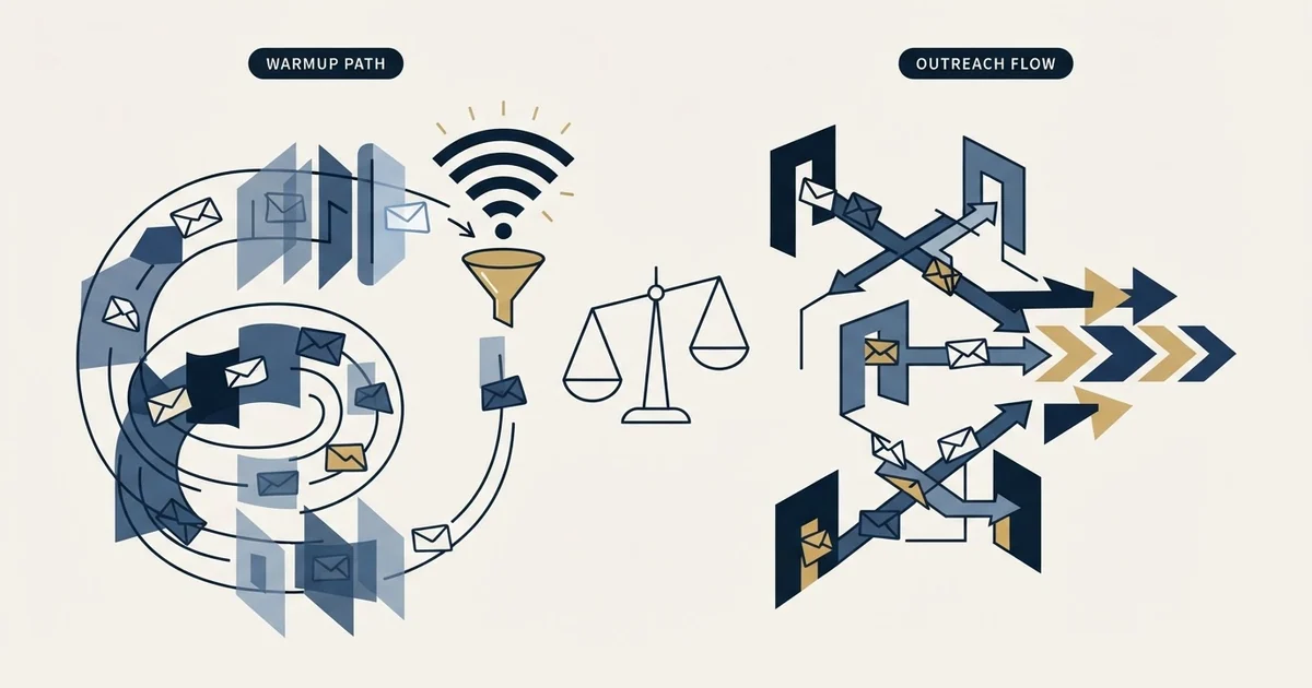 Editorial illustration for EmailWarmup.com vs Mailarrow