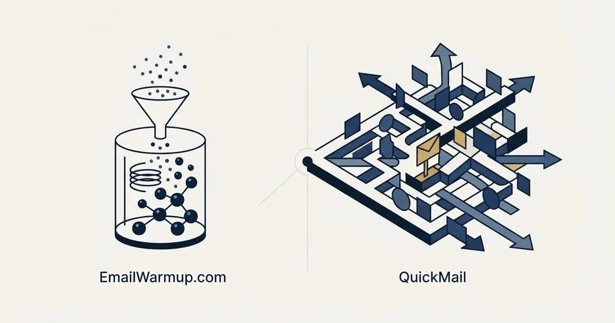 Editorial illustration for EmailWarmup.com vs QuickMail