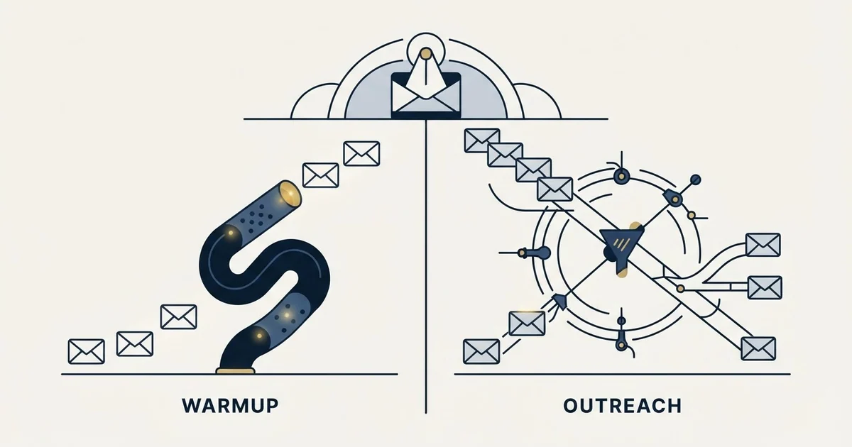 Editorial illustration for EmailWarmup.com vs ReachInbox
