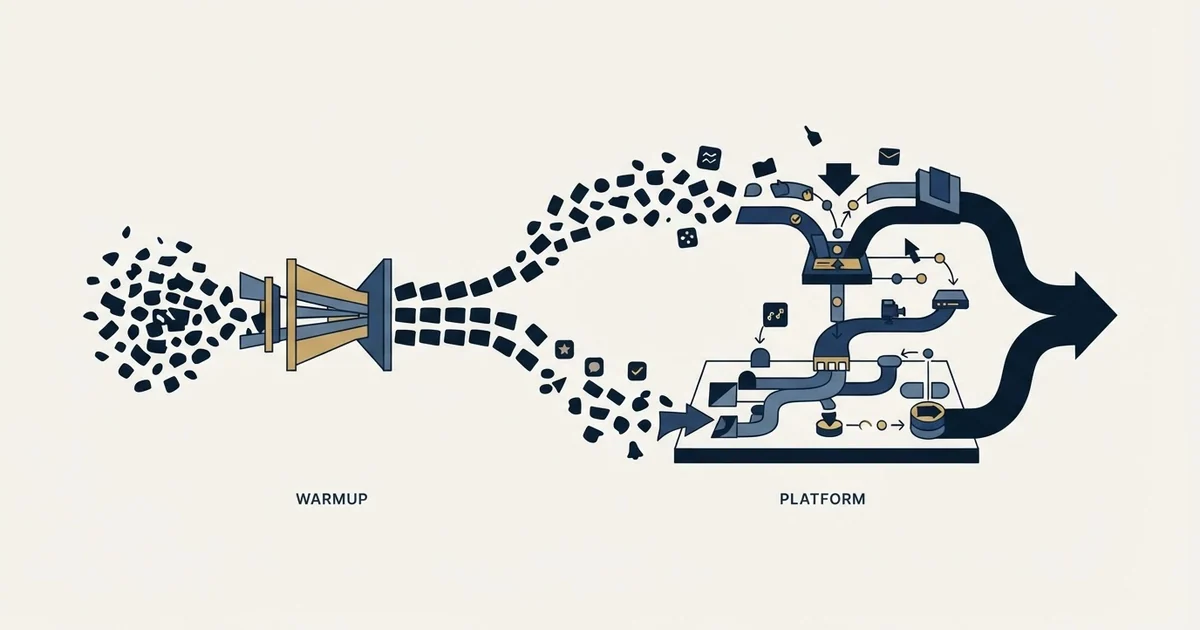 Editorial illustration for EmailWarmup.com vs Reply.io