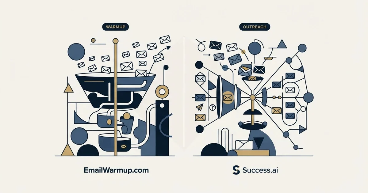 Editorial illustration for EmailWarmup.com vs Success.ai