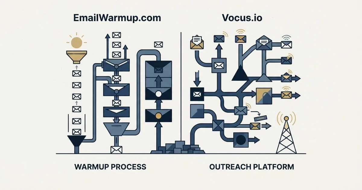 Editorial illustration for EmailWarmup.com vs Vocus.io