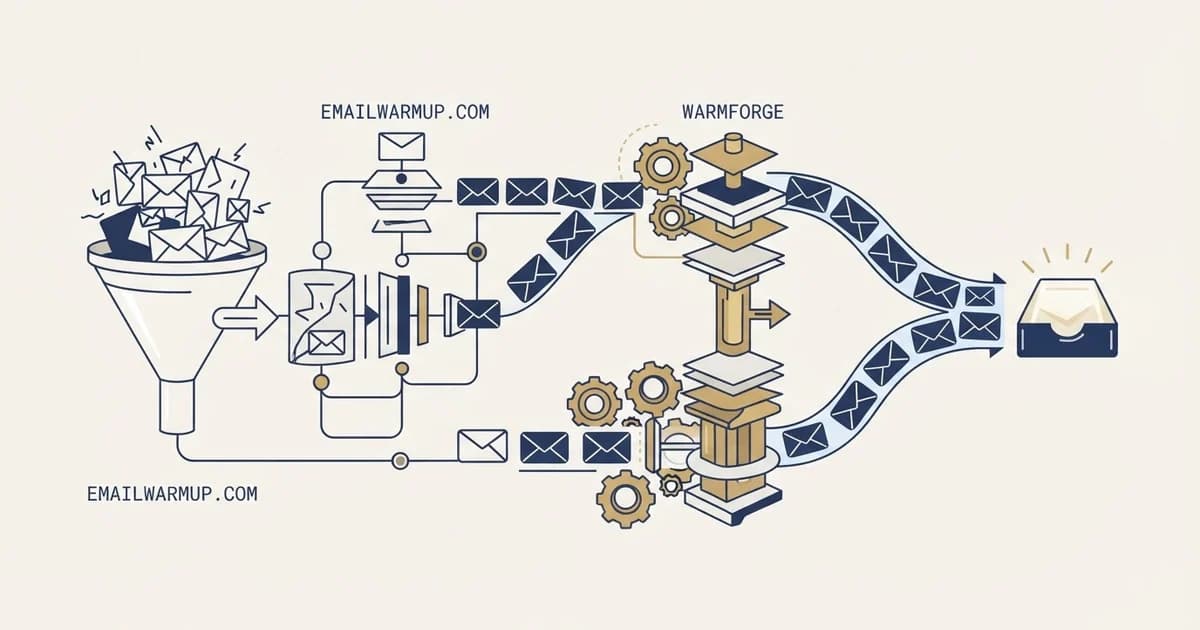 Editorial illustration for EmailWarmup.com vs Warmforge