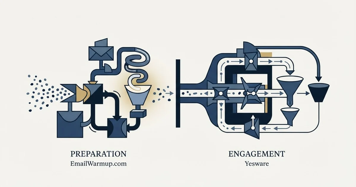 Editorial illustration for EmailWarmup.com vs Yesware