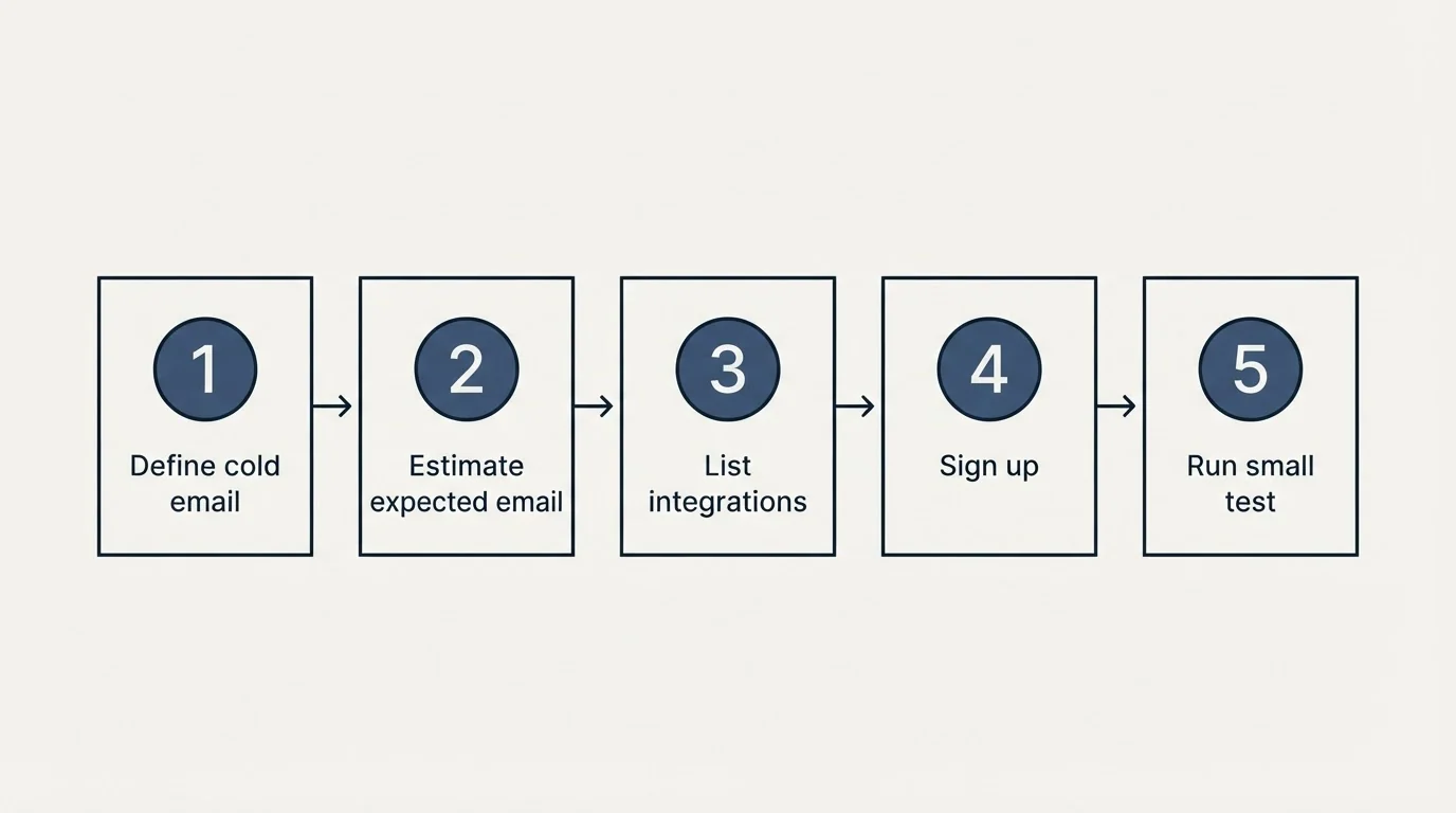 Step sequence: Getting Started Checklist (Define cold email, Estimate expected email, List integrations, Sign up)