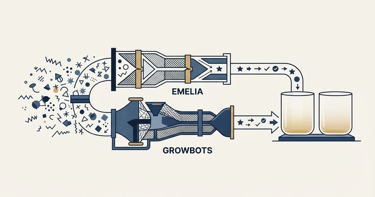 Editorial illustration for Emelia vs Growbots