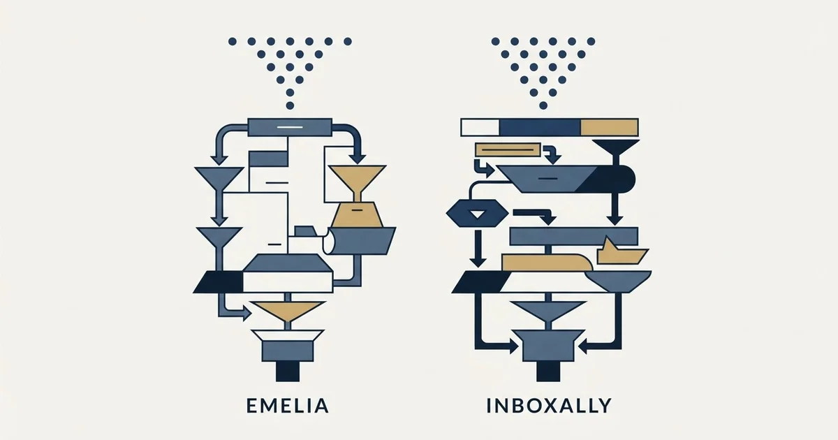 Editorial illustration for Emelia vs InboxAlly