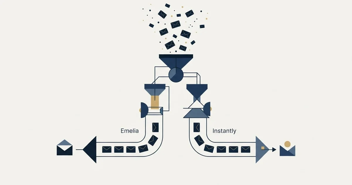 Editorial illustration for Emelia vs Instantly