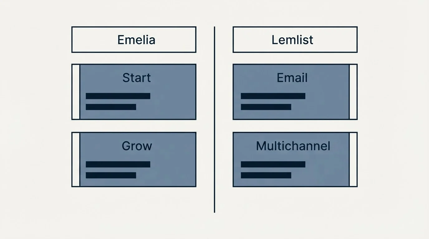 Pricing table: Pricing Comparison (Emelia, Lemlist, Start, Email)