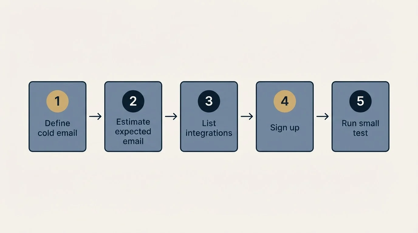 Step sequence: Getting Started Checklist (Define cold email, Estimate expected email, List integrations, Sign up)