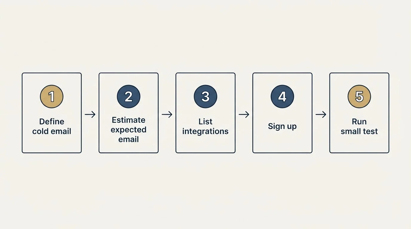 Step sequence: Getting Started Checklist (Define cold email, Estimate expected email, List integrations, Sign up)