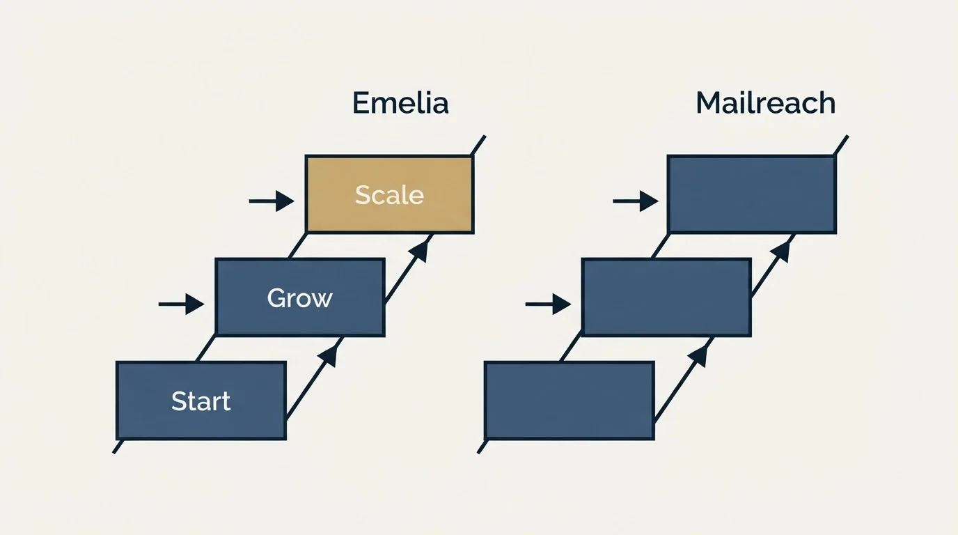 Pricing ladder: Pricing Comparison (Emelia, Mailreach, Start, Grow)