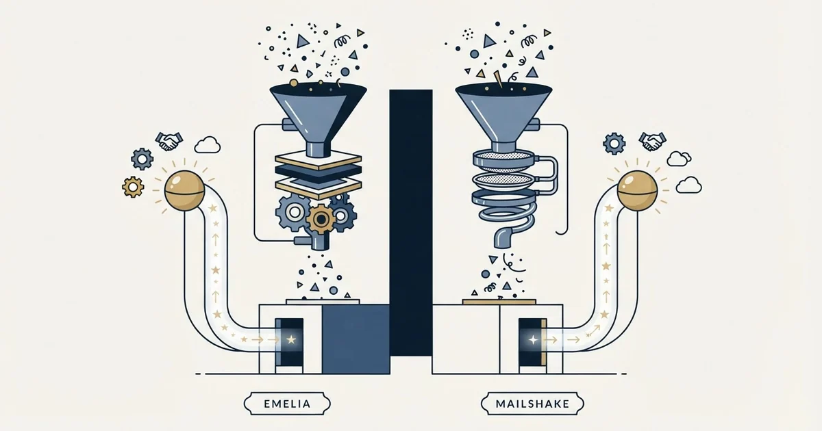 Editorial illustration for Emelia vs Mailshake