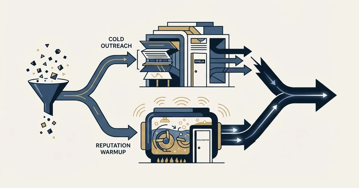 Editorial illustration for Emelia vs MailToaster