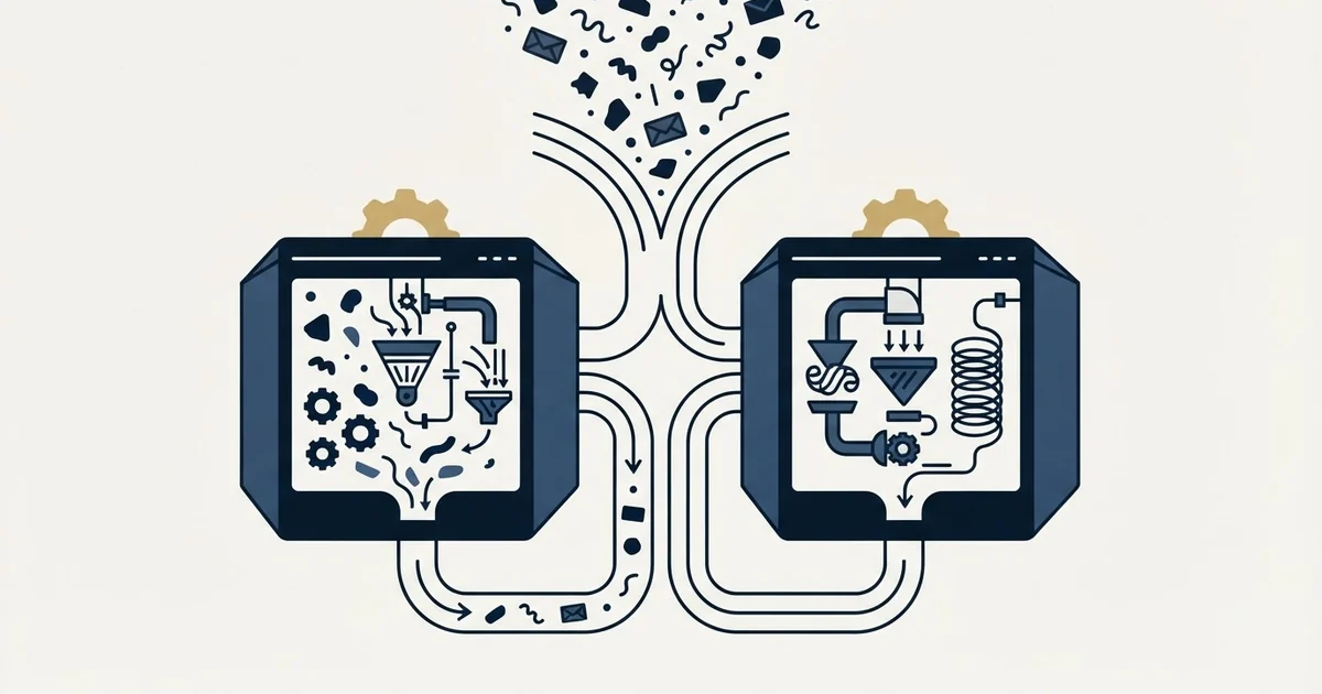 Editorial illustration for Emelia vs Mailwarm