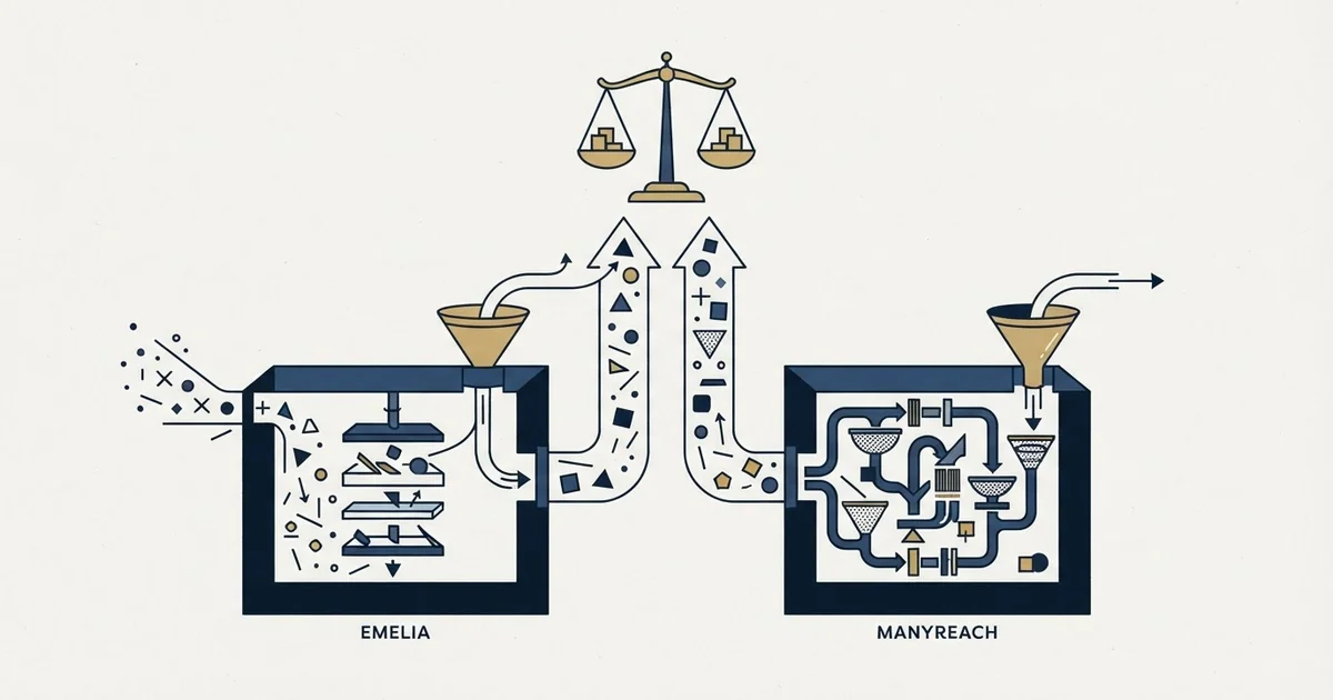 Editorial illustration for Emelia vs Manyreach