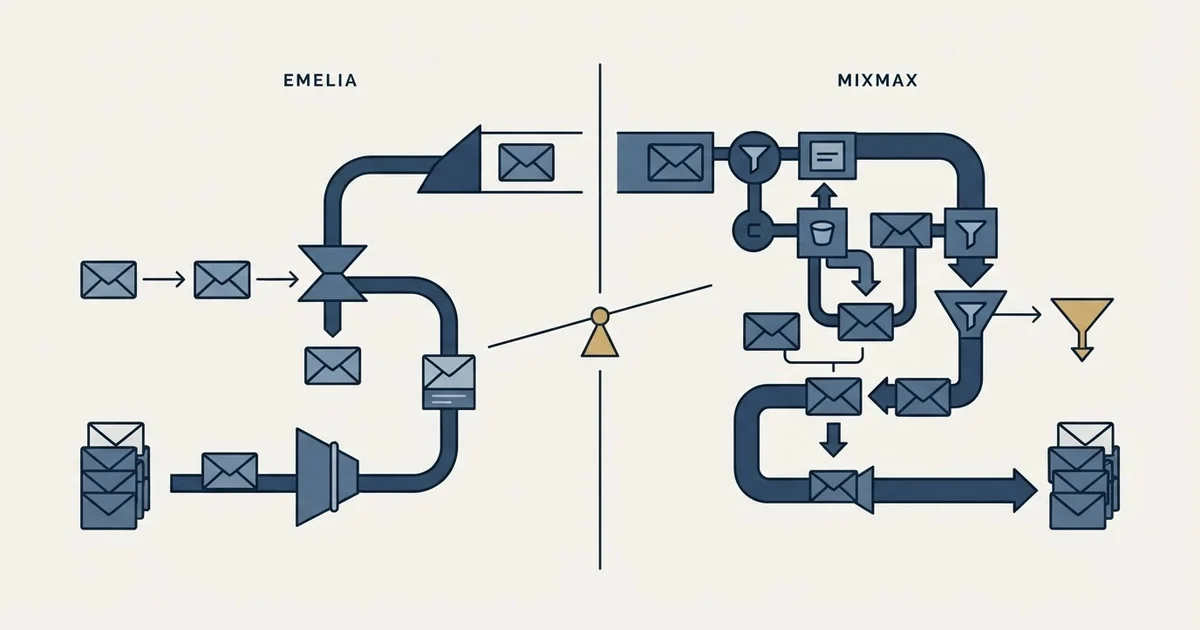 Editorial illustration for Emelia vs Mixmax