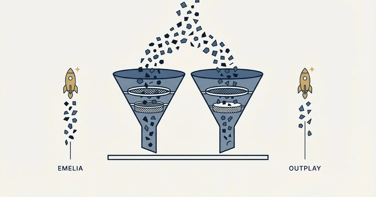 Editorial illustration for Emelia vs Outplay