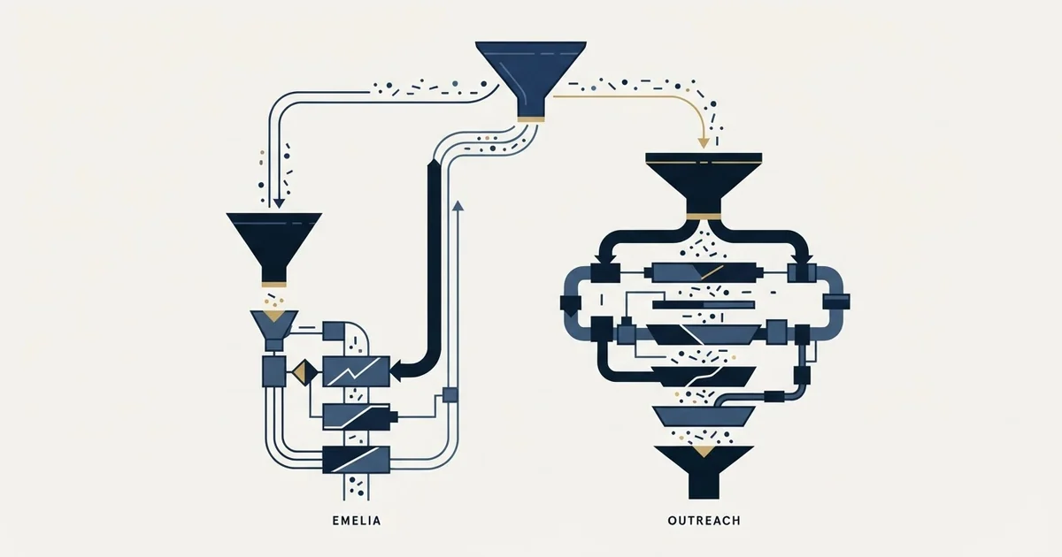 Editorial illustration for Emelia vs Outreach